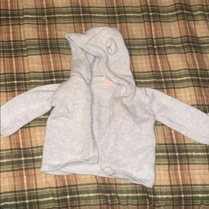 Grey Button-Up Knit Hoodie